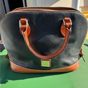 Dooney & Bourke Black and Tan Leather Satchel